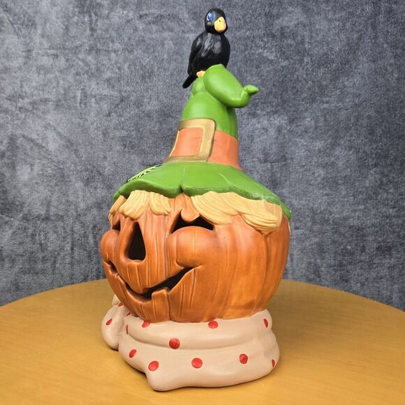 Vintage Halloween Ceramic Glenview Mold Jack-o'-Lantern Witch Hat Raven - Picture 10 of 16